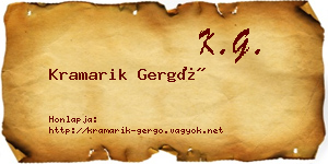 Kramarik Gergő névjegykártya